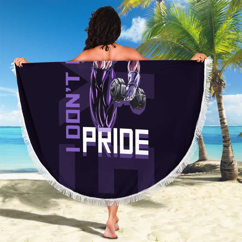 Vegeta Ultra Ego Gym Theme Beach Blanket with Dumbbells Power Quote and Pride Design - The Mazicc
