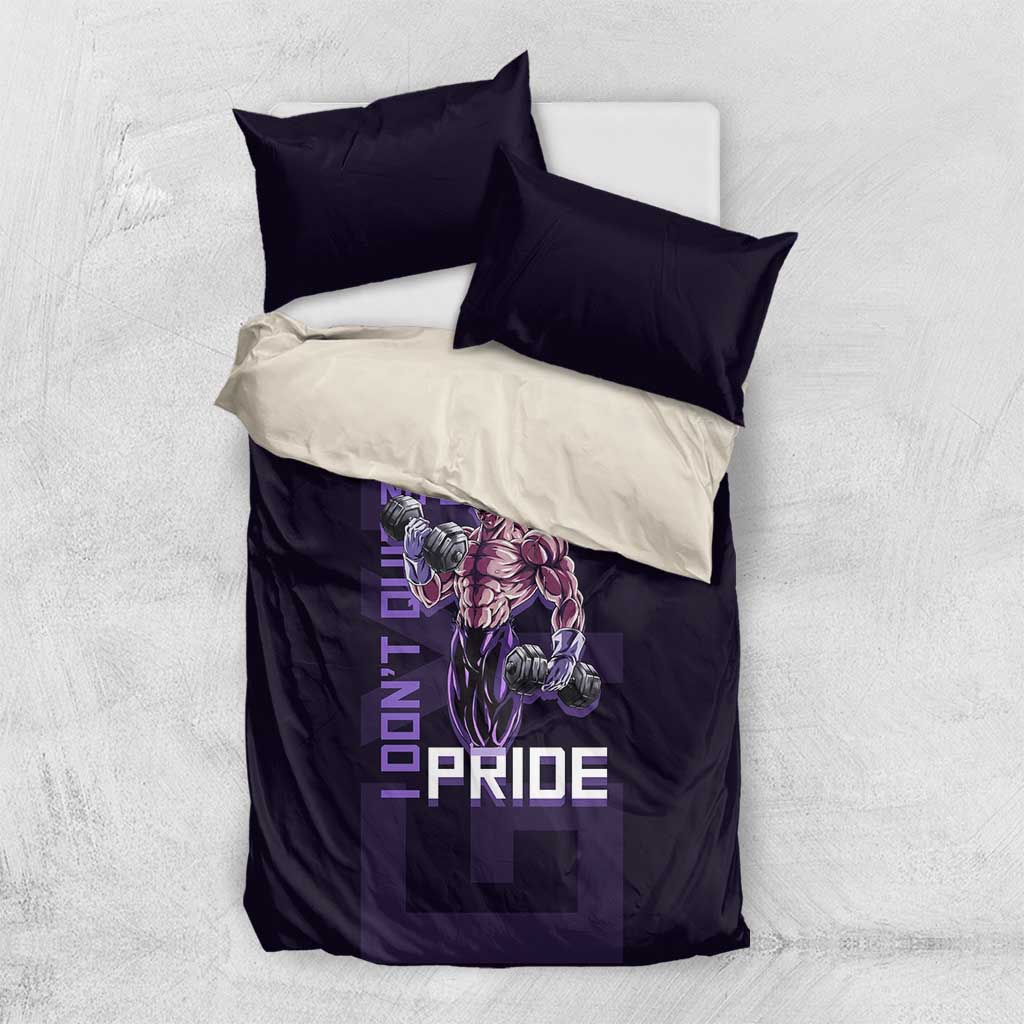 Vegeta Ultra Ego Gym Theme Bedding Set with Dumbbells Power Quote and Pride Design - The Mazicc