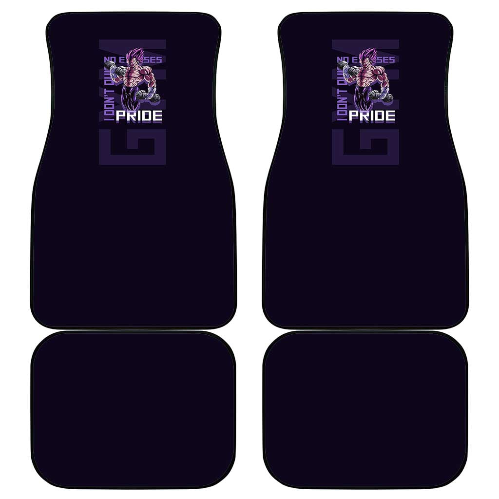 Vegeta Ultra Ego Gym Theme Car Mats with Dumbbells Power Quote and Pride Design - The Mazicc