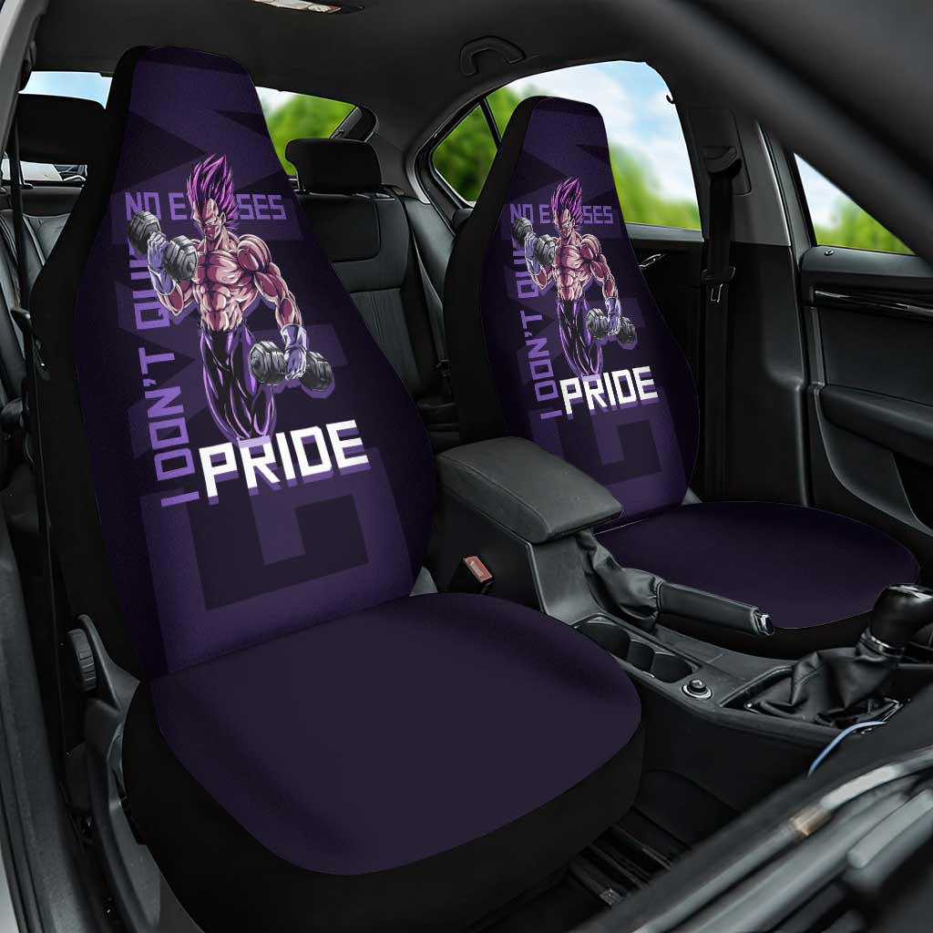 Vegeta Ultra Ego Gym Theme Car Seat Cover with Dumbbells Power Quote and Pride Design - The Mazicc