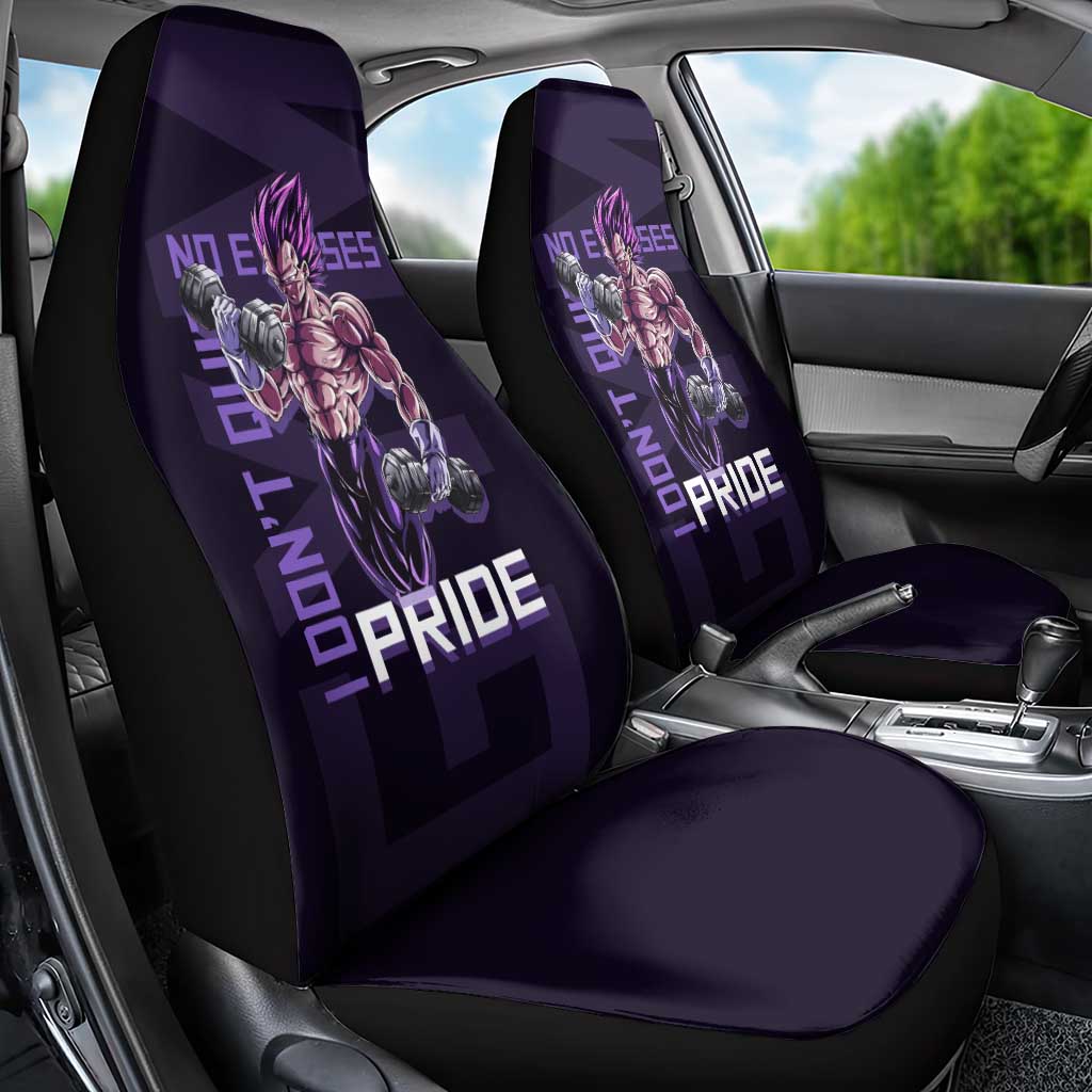 Vegeta Ultra Ego Gym Theme Car Seat Cover with Dumbbells Power Quote and Pride Design - The Mazicc