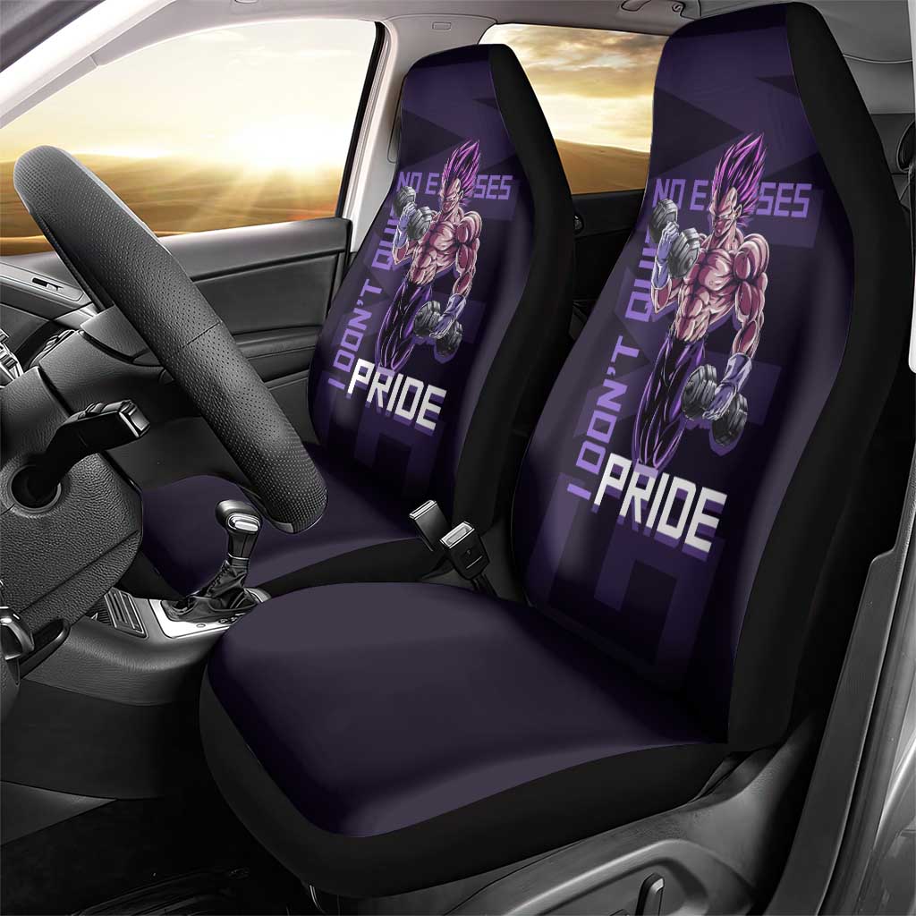 Vegeta Ultra Ego Gym Theme Car Seat Cover with Dumbbells Power Quote and Pride Design - The Mazicc