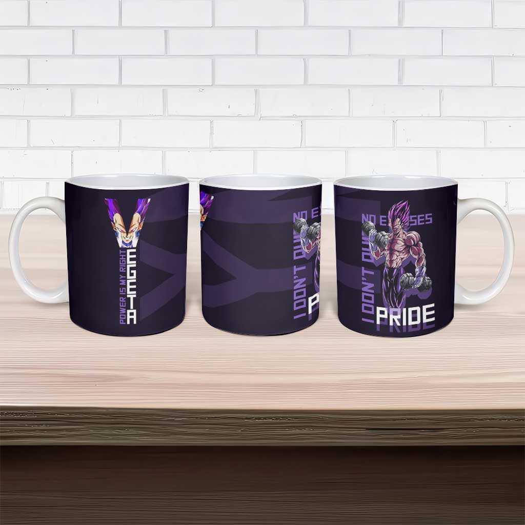 Vegeta Ultra Ego Gym Theme Ceramic Mug with Dumbbells Power Quote and Pride Design - The Mazicc
