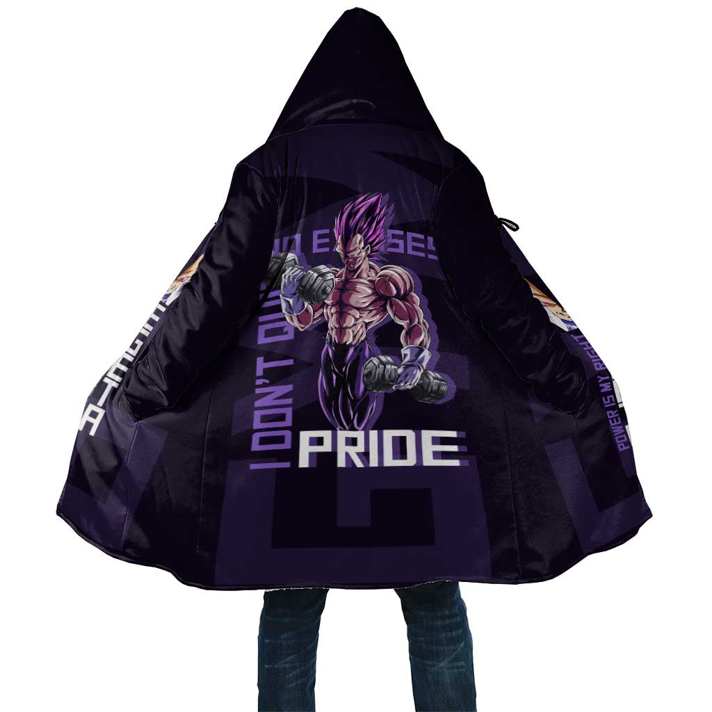 Vegeta Ultra Ego Gym Theme Cloak with Dumbbells Power Quote and Pride Design - The Mazicc