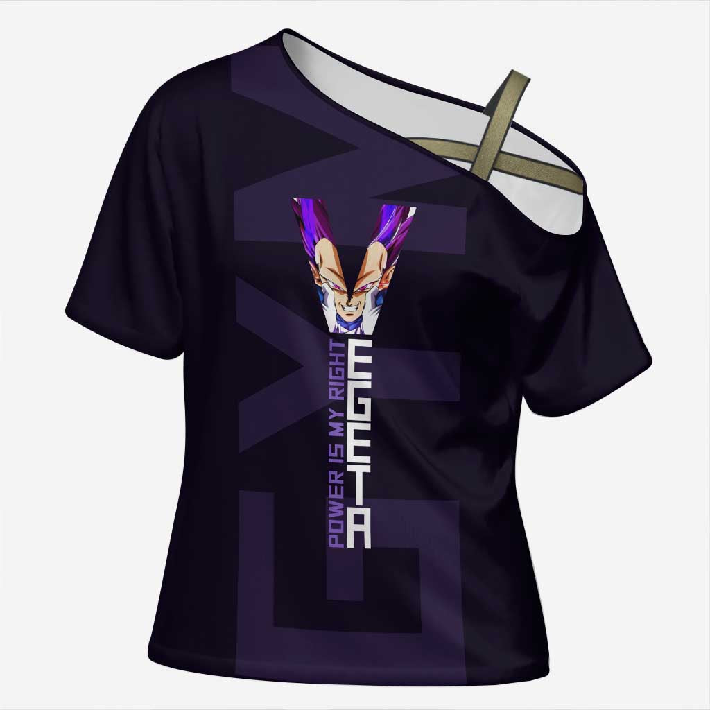 Vegeta Ultra Ego Gym Theme Cross Shoulder Shirt with Dumbbells Power Quote and Pride Design - The Mazicc