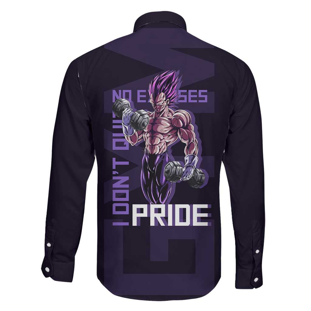 Vegeta Ultra Ego Gym Theme Family Matching Off Shoulder Short Dress and Hawaiian Shirt with Dumbbells Power Quote and Pride Design