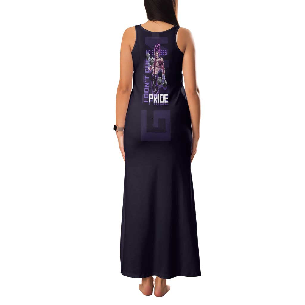 Vegeta Ultra Ego Gym Theme Family Matching Tank Maxi Dress and Hawaiian Shirt with Dumbbells Power Quote and Pride Design