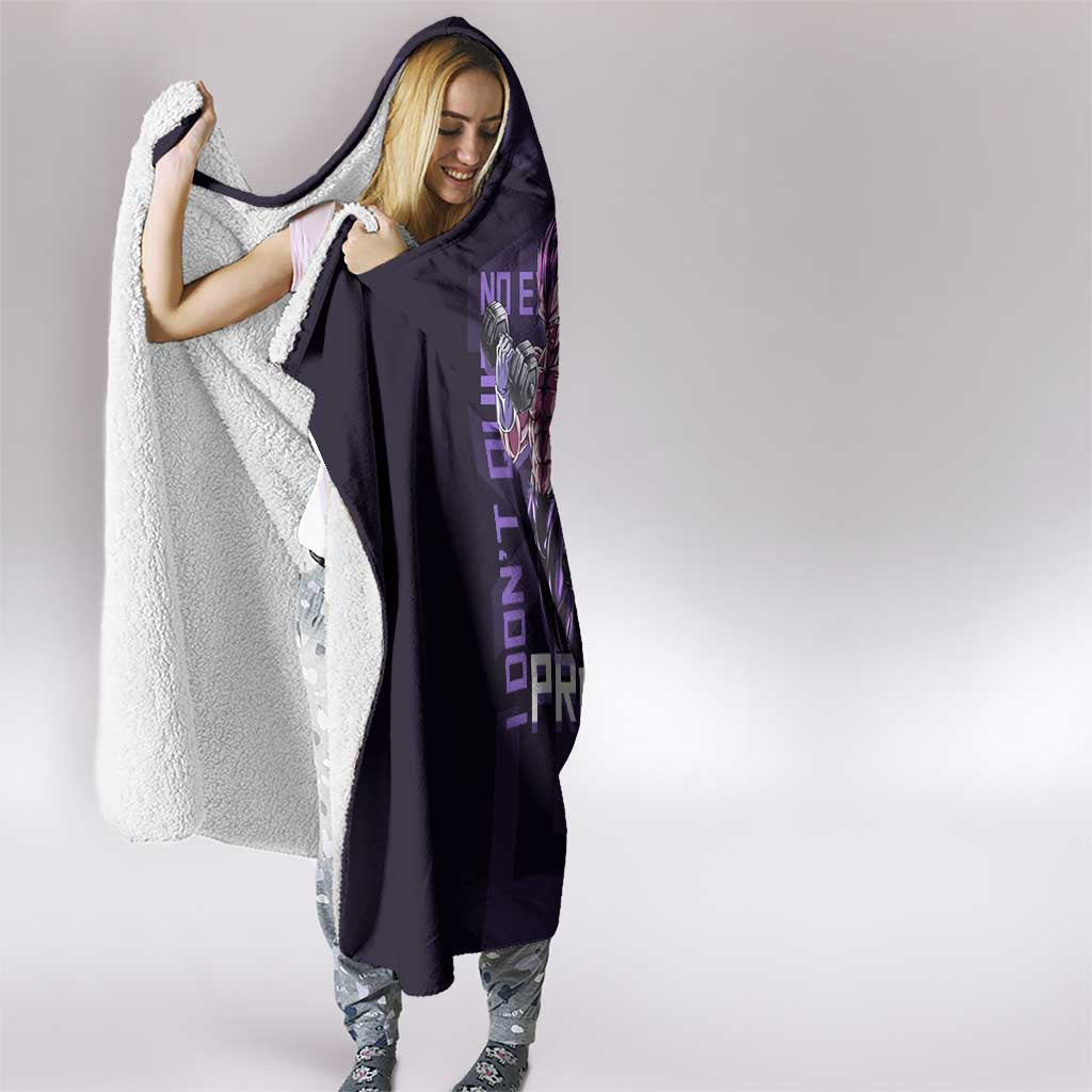 Vegeta Ultra Ego Gym Theme Hooded Blanket with Dumbbells Power Quote and Pride Design - The Mazicc