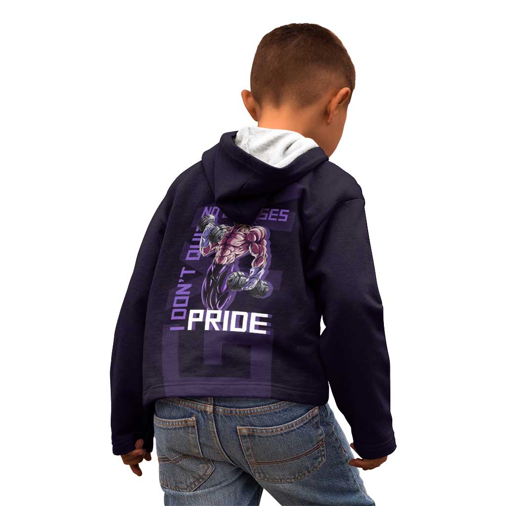 Vegeta Ultra Ego Gym Theme Kid Hoodie with Dumbbells Power Quote and Pride Design - The Mazicc