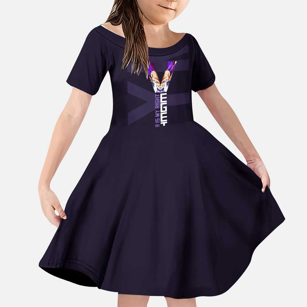 Vegeta Ultra Ego Gym Theme Kid Short Sleeve Dress with Dumbbells Power Quote and Pride Design - The Mazicc