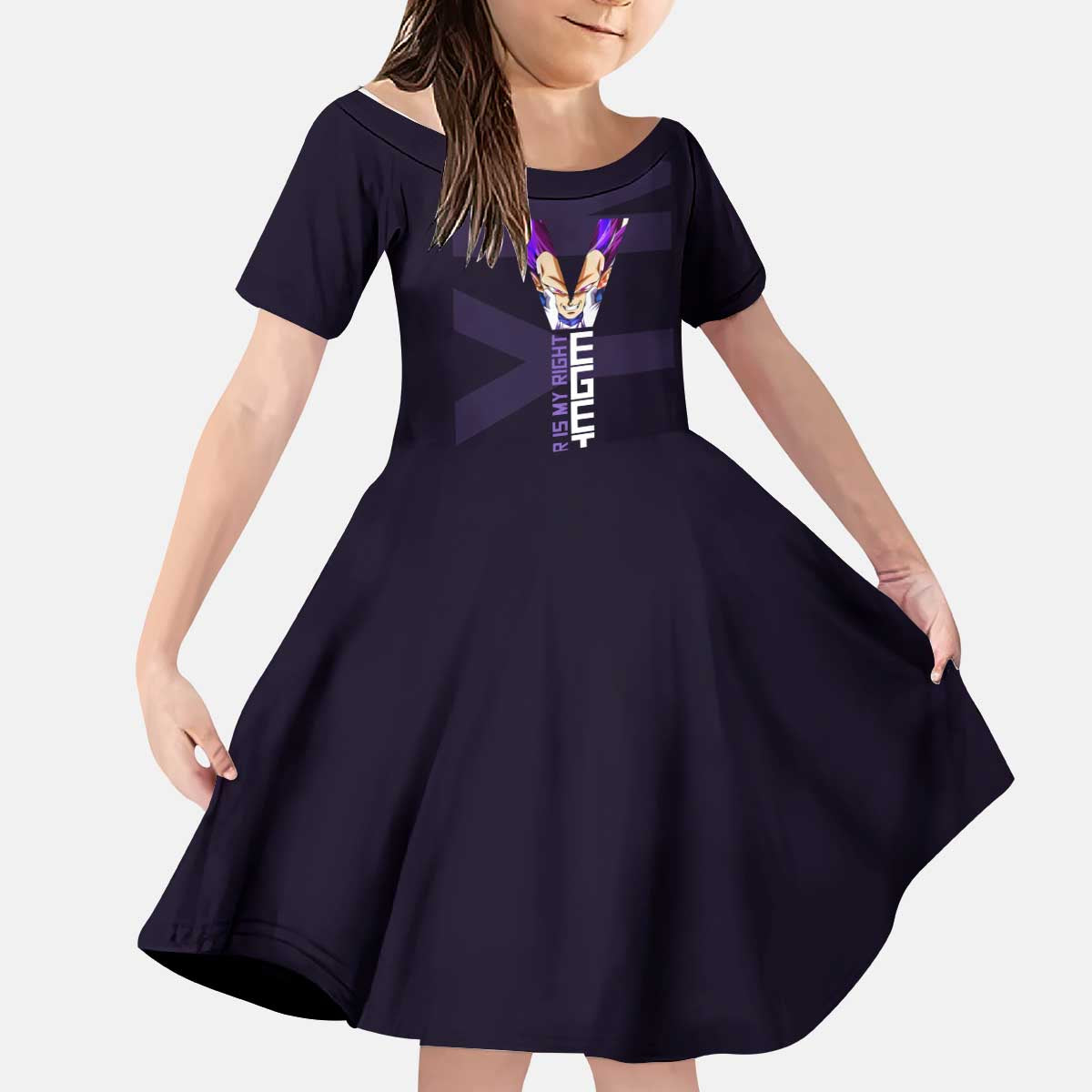 Vegeta Ultra Ego Gym Theme Kid Short Sleeve Dress with Dumbbells Power Quote and Pride Design - The Mazicc