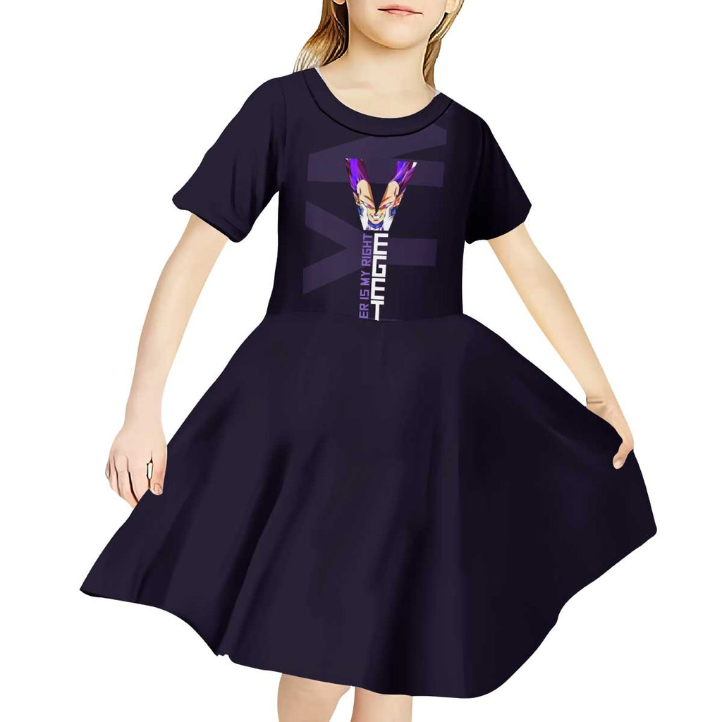 Vegeta Ultra Ego Gym Theme Kid Short Sleeve Dress with Dumbbells Power Quote and Pride Design - The Mazicc
