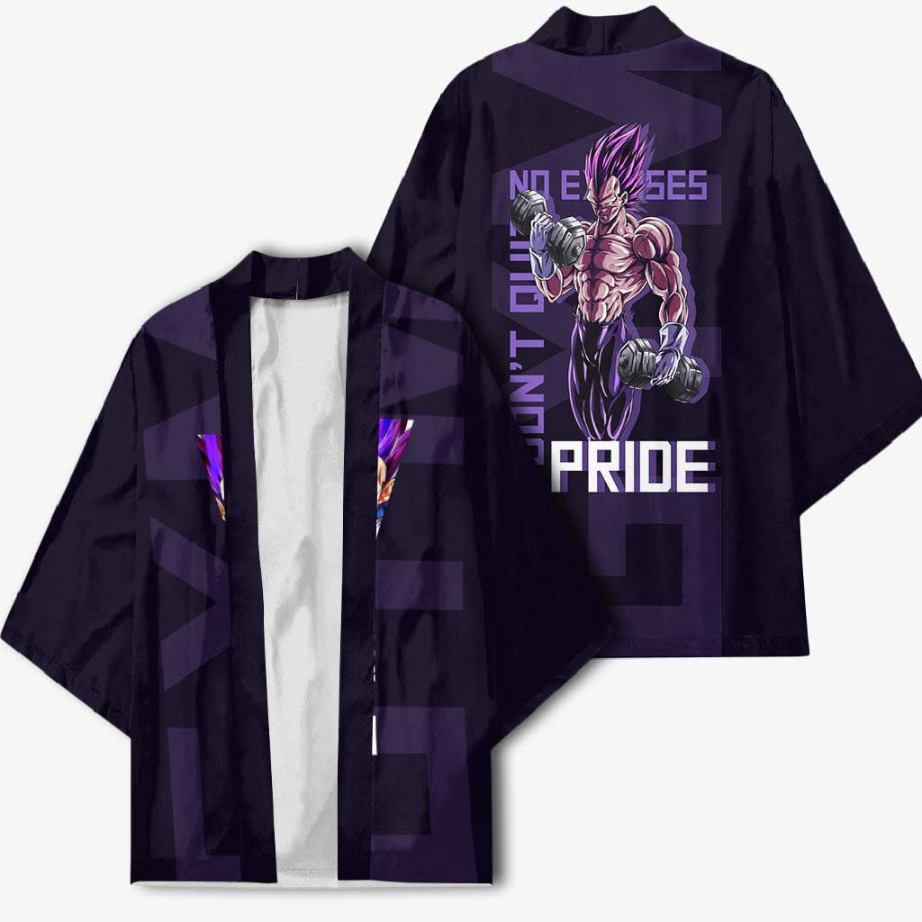 Vegeta Ultra Ego Gym Theme Kimono with Dumbbells Power Quote and Pride Design - The Mazicc