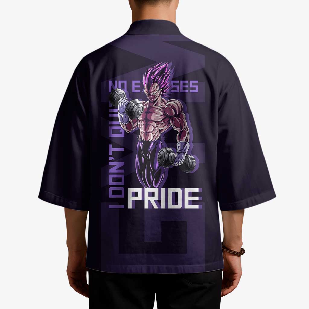 Vegeta Ultra Ego Gym Theme Kimono with Dumbbells Power Quote and Pride Design - The Mazicc