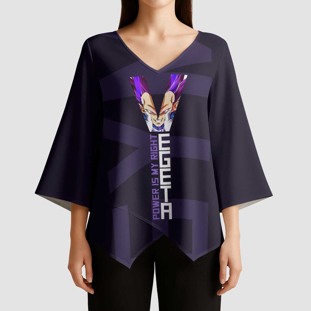 Vegeta Ultra Ego Gym Theme Kimono Sleeve Blouse with Dumbbells Power Quote and Pride Design - The Mazicc
