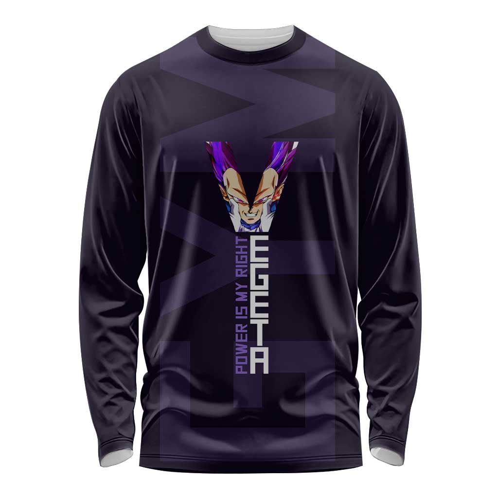 Vegeta Ultra Ego Gym Theme Long Sleeve Shirt with Dumbbells Power Quote and Pride Design - The Mazicc
