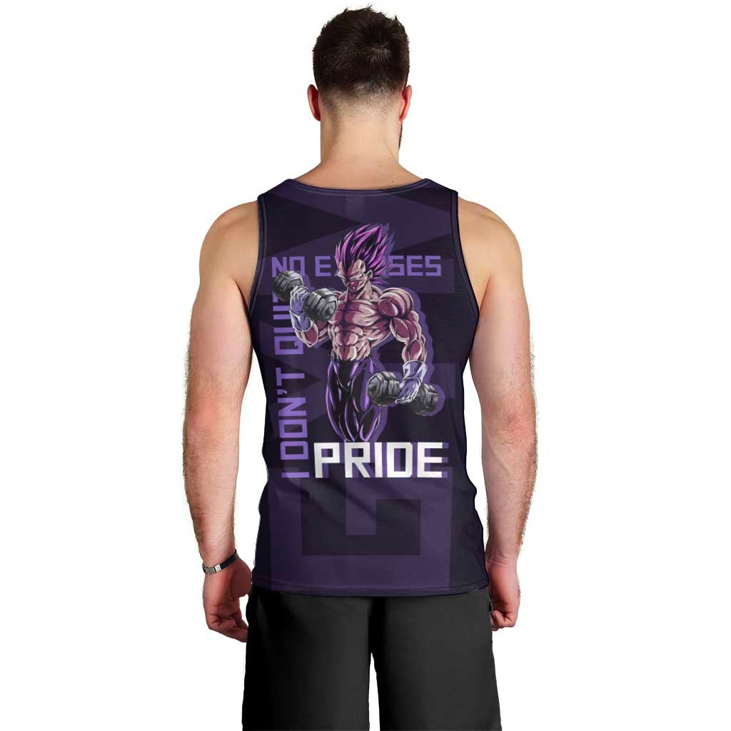 Vegeta Ultra Ego Gym Theme Men Tank Top with Dumbbells Power Quote and Pride Design - The Mazicc