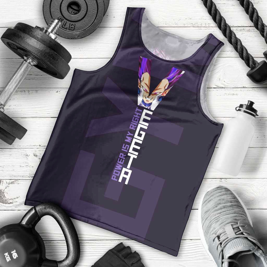 Vegeta Ultra Ego Gym Theme Men Tank Top with Dumbbells Power Quote and Pride Design - The Mazicc