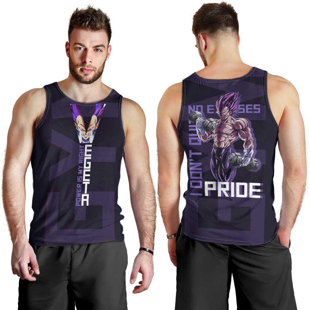 Vegeta Ultra Ego Gym Theme Men Tank Top with Dumbbells Power Quote and Pride Design - The Mazicc