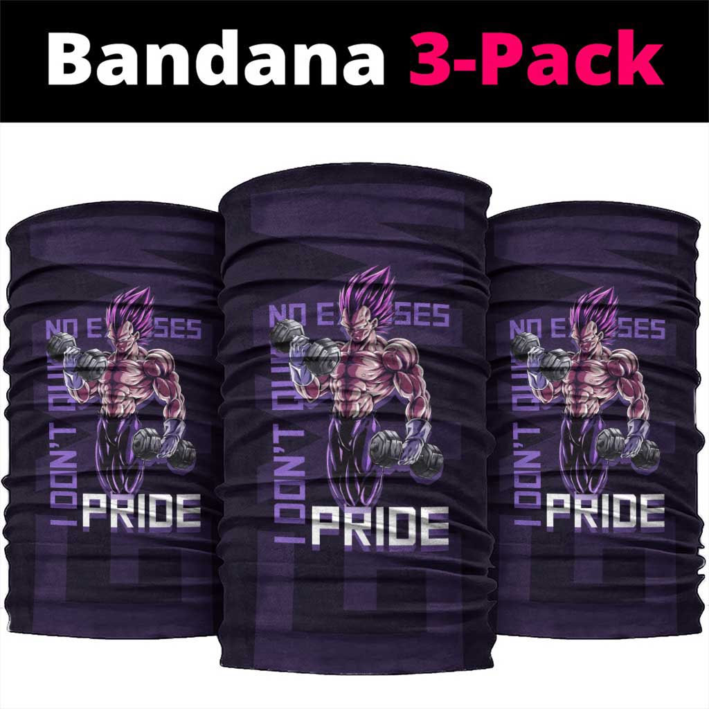 Vegeta Ultra Ego Gym Theme Neck Gaiter with Dumbbells Power Quote and Pride Design - The Mazicc