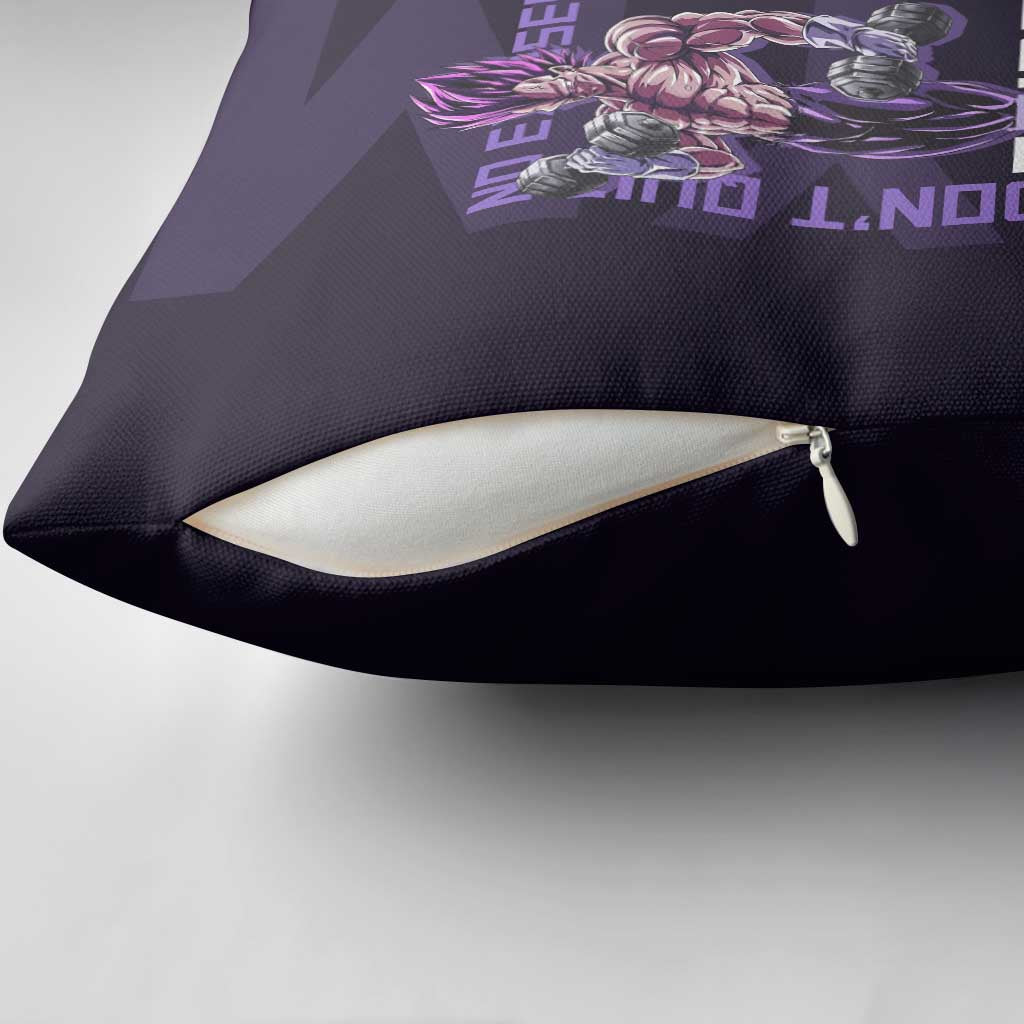 Vegeta Ultra Ego Gym Theme Pillow Cover with Dumbbells Power Quote and Pride Design - The Mazicc