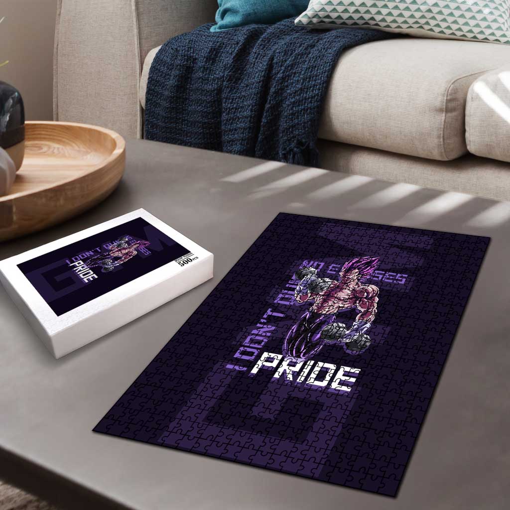 Vegeta Ultra Ego Gym Theme Puzzle with Dumbbells Power Quote and Pride Design - The Mazicc
