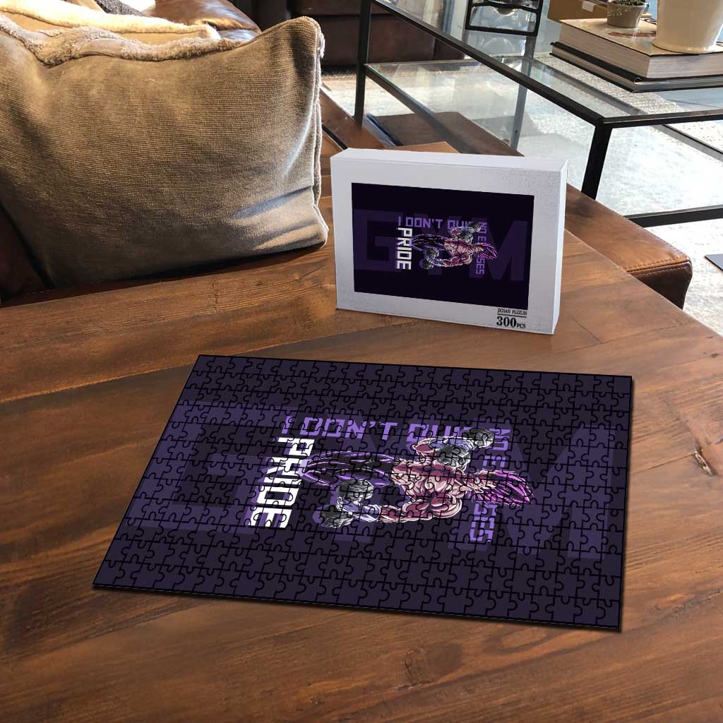 Vegeta Ultra Ego Gym Theme Puzzle with Dumbbells Power Quote and Pride Design - The Mazicc