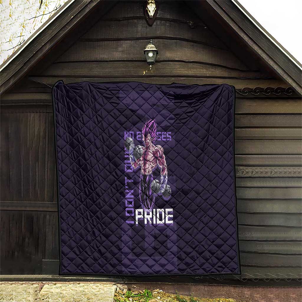 Vegeta Ultra Ego Gym Theme Quilt with Dumbbells Power Quote and Pride Design - The Mazicc