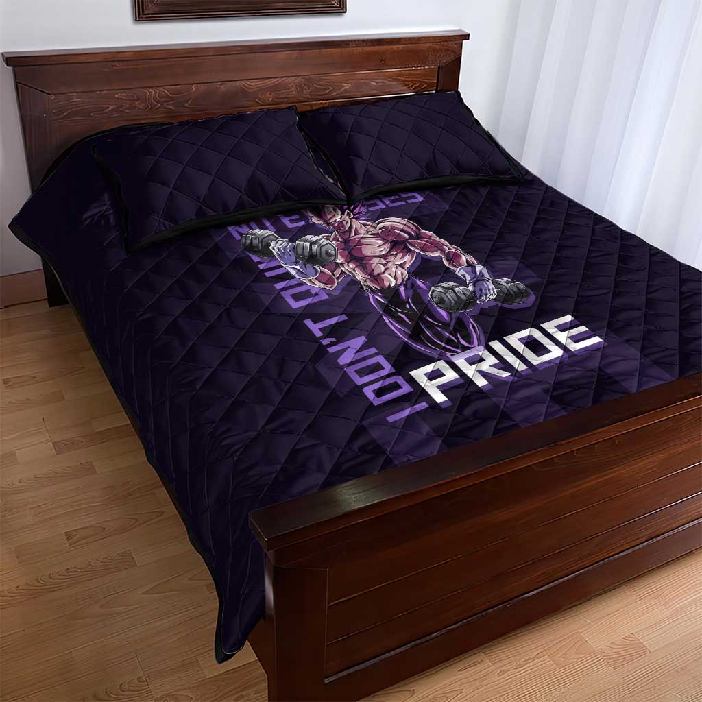 Vegeta Ultra Ego Gym Theme Quilt Bed Set with Dumbbells Power Quote and Pride Design - The Mazicc