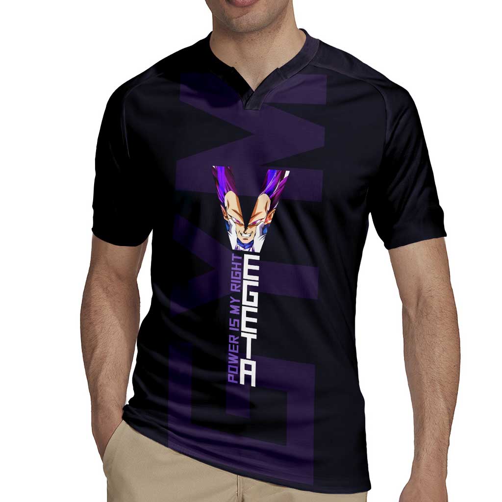 Vegeta Ultra Ego Gym Theme Rugby Jersey with Dumbbells Power Quote and Pride Design - The Mazicc
