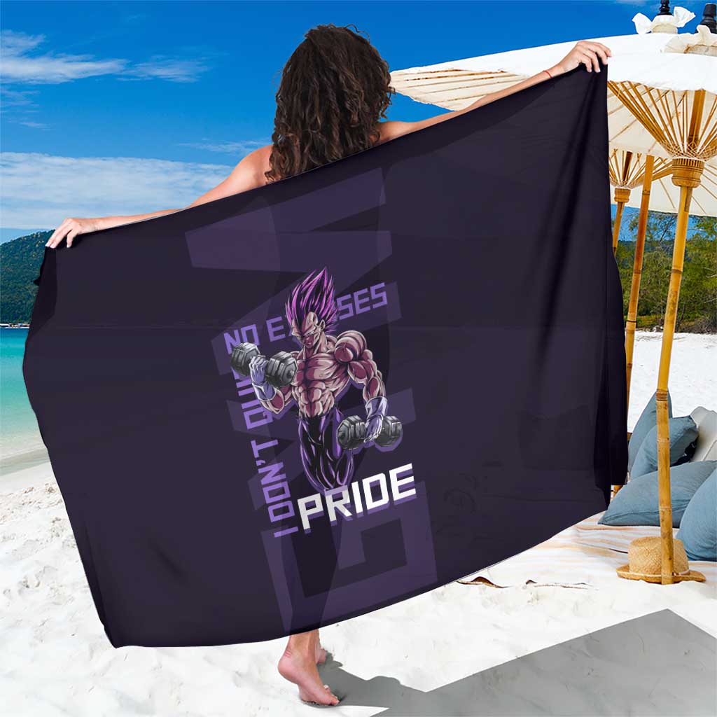 Vegeta Ultra Ego Gym Theme Sarong with Dumbbells Power Quote and Pride Design - The Mazicc
