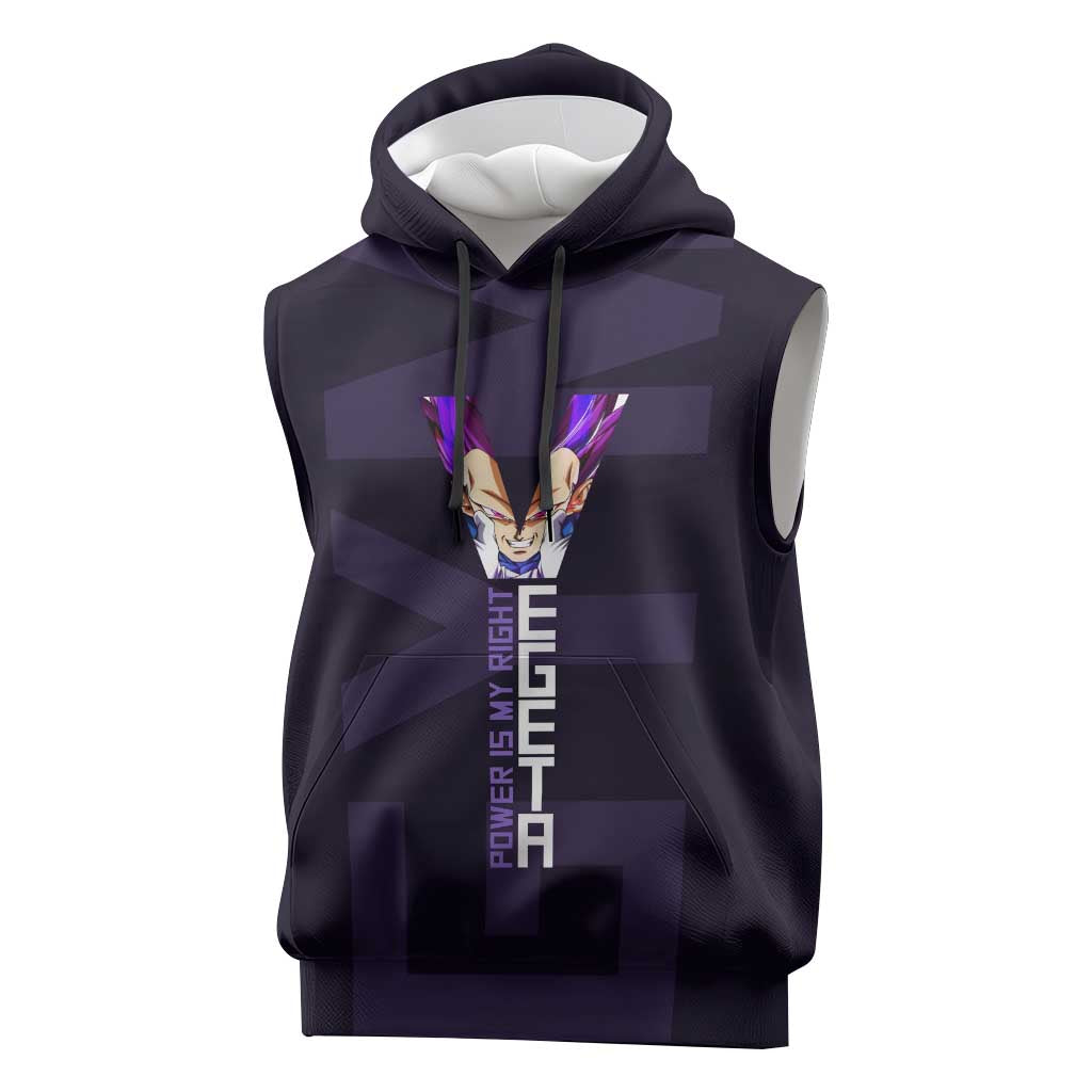 Vegeta Ultra Ego Gym Theme Sleeveless Hoodie with Dumbbells Power Quote and Pride Design - The Mazicc