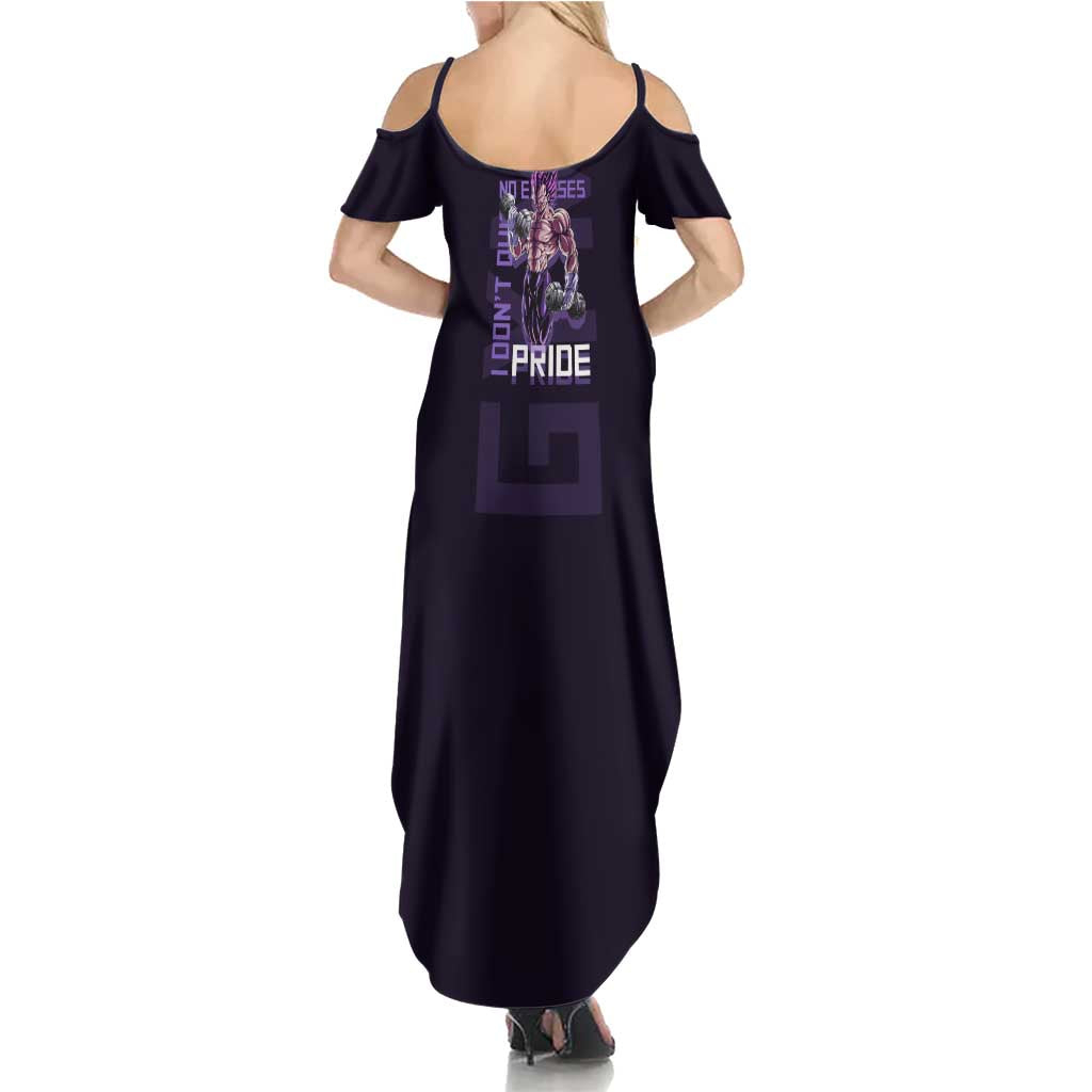 Vegeta Ultra Ego Gym Theme Summer Maxi Dress with Dumbbells Power Quote and Pride Design - The Mazicc