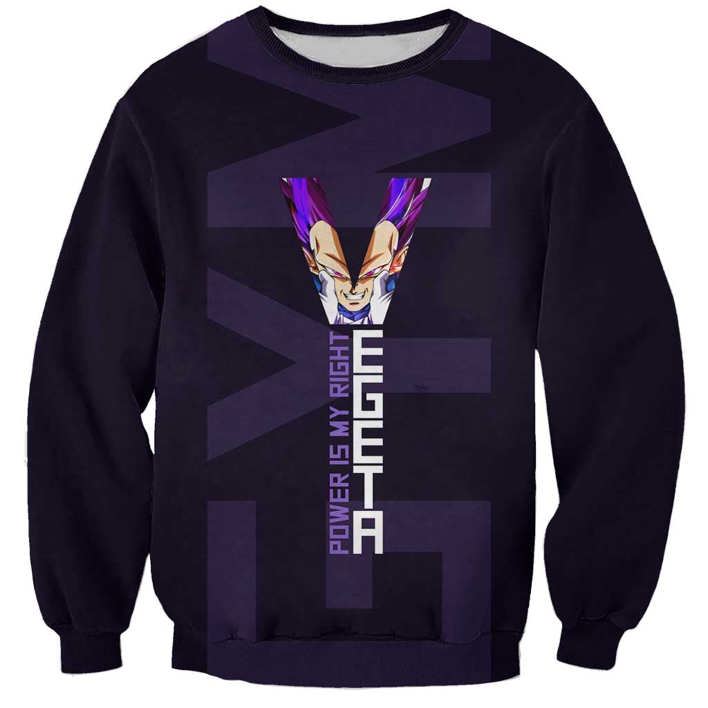 Vegeta Ultra Ego Gym Theme Sweatshirt with Dumbbells Power Quote and Pride Design - The Mazicc