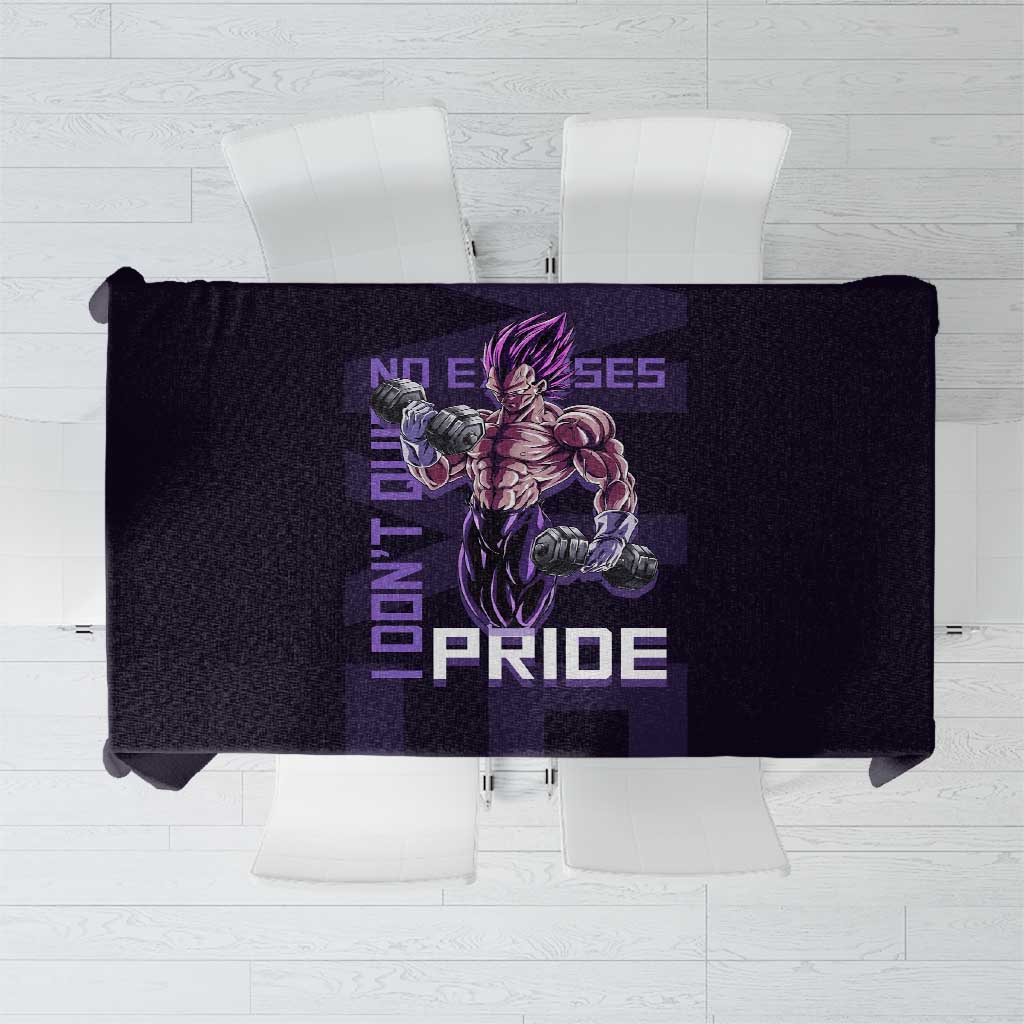 Vegeta Ultra Ego Gym Theme Tablecloth with Dumbbells Power Quote and Pride Design - The Mazicc