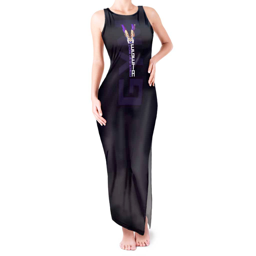 Vegeta Ultra Ego Gym Theme Tank Maxi Dress with Dumbbells Power Quote and Pride Design - The Mazicc