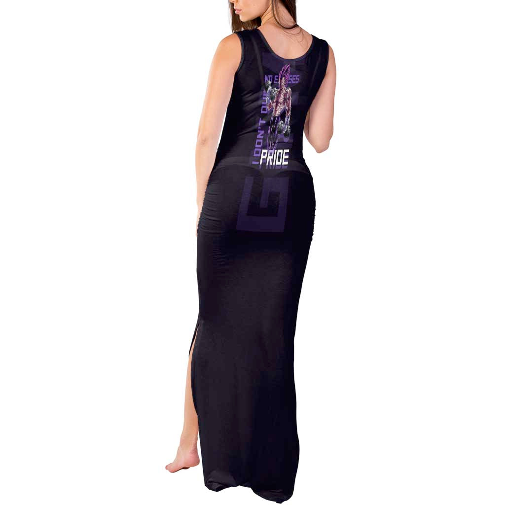 Vegeta Ultra Ego Gym Theme Tank Maxi Dress with Dumbbells Power Quote and Pride Design - The Mazicc