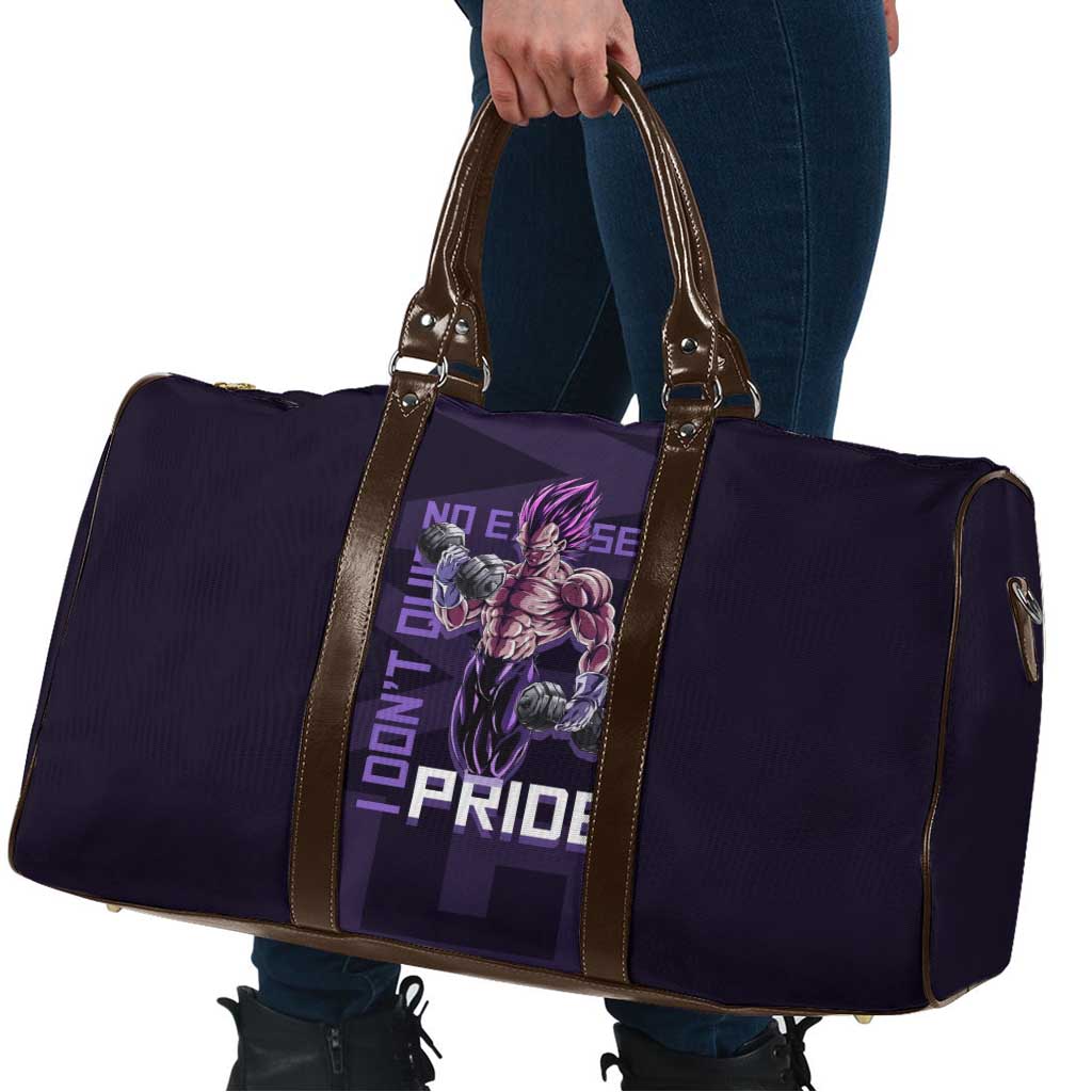 Vegeta Ultra Ego Gym Theme Travel Bag with Dumbbells Power Quote and Pride Design - The Mazicc