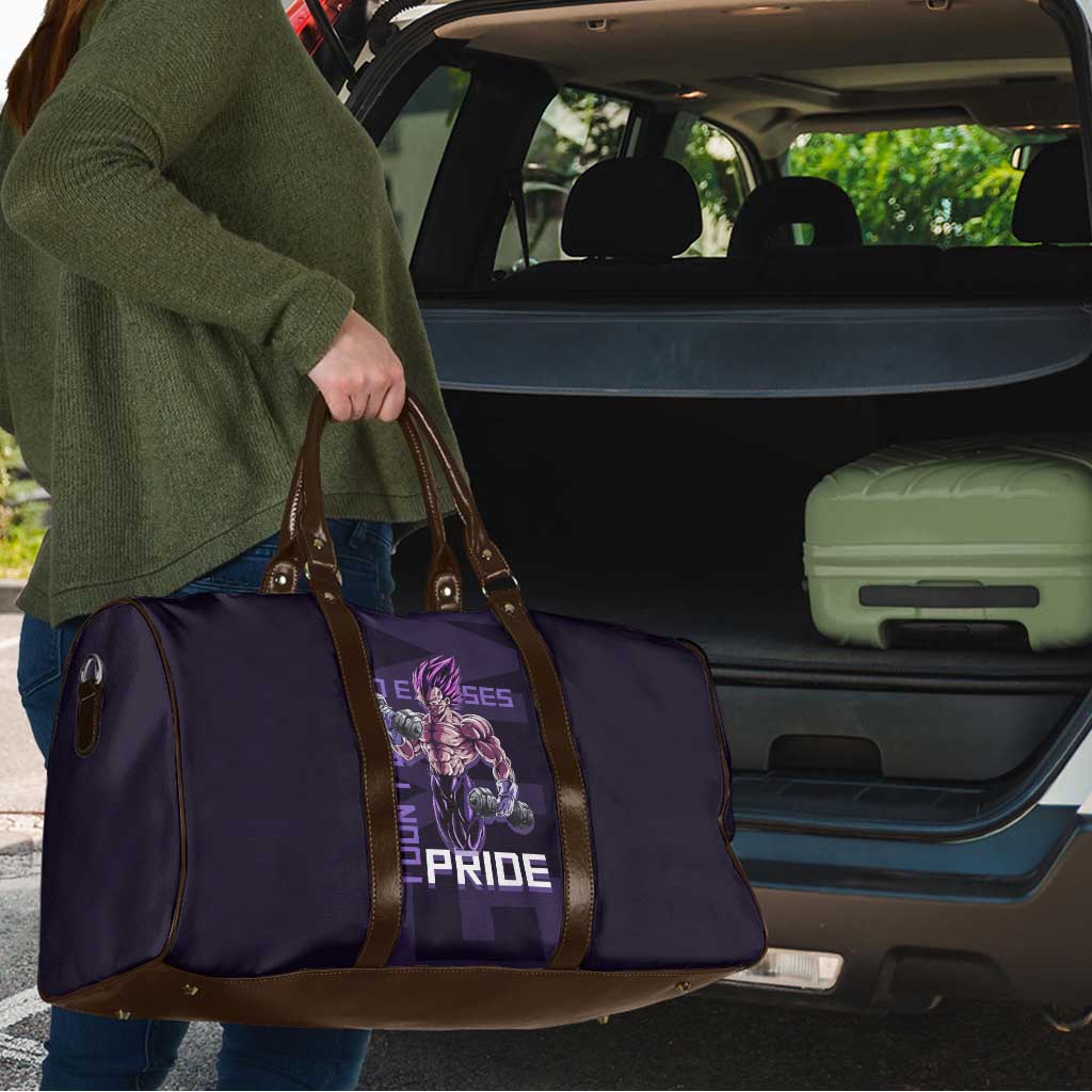 Vegeta Ultra Ego Gym Theme Travel Bag with Dumbbells Power Quote and Pride Design - The Mazicc
