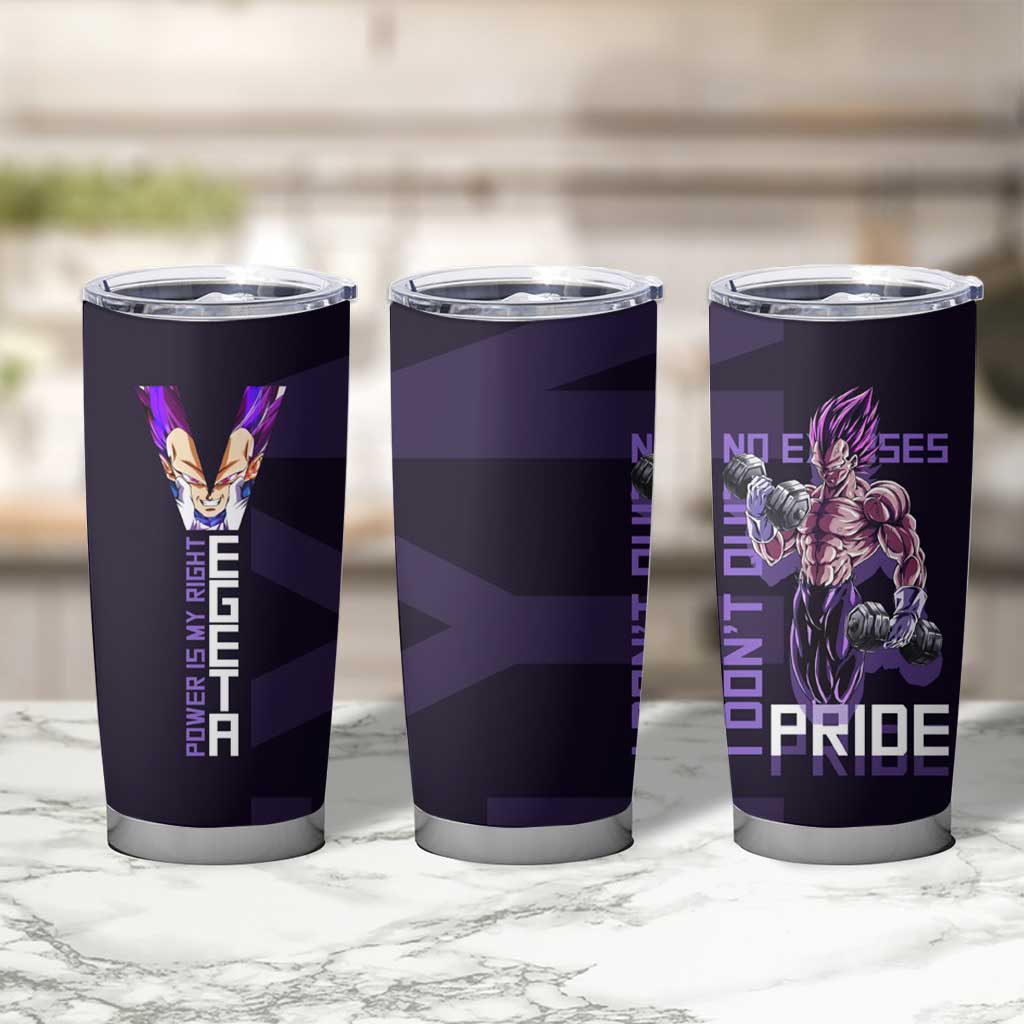 Vegeta Ultra Ego Gym Theme Tumbler Cup with Dumbbells Power Quote and Pride Design - The Mazicc