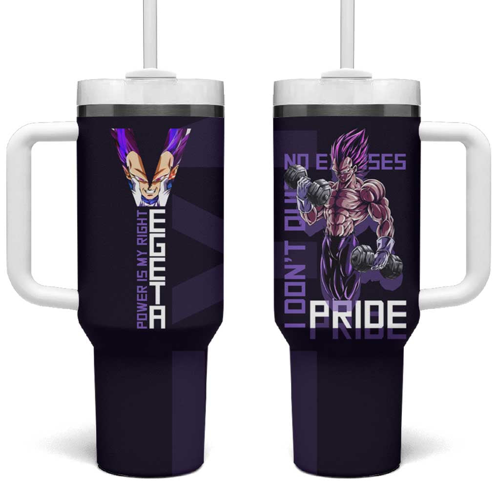 Vegeta Ultra Ego Gym Theme Tumbler With Handle with Dumbbells Power Quote and Pride Design - The Mazicc