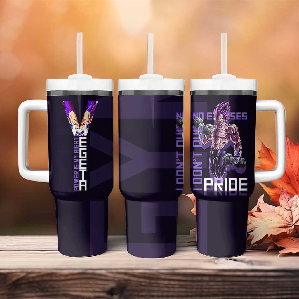 Vegeta Ultra Ego Gym Theme Tumbler With Handle with Dumbbells Power Quote and Pride Design - The Mazicc