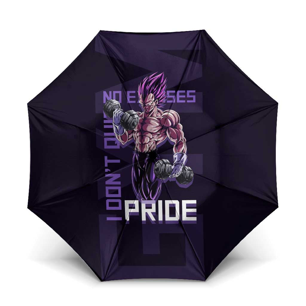 Vegeta Ultra Ego Gym Theme Umbrella with Dumbbells Power Quote and Pride Design - The Mazicc