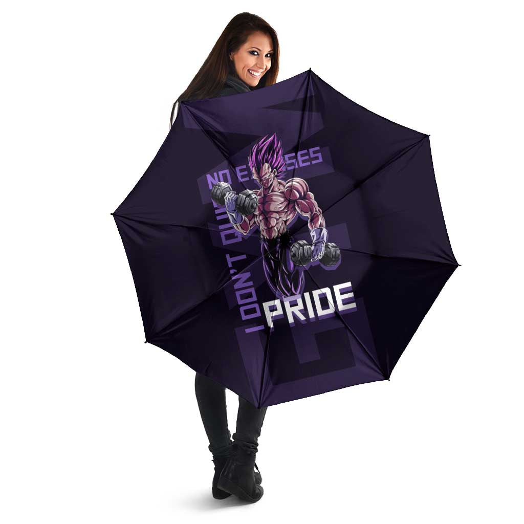 Vegeta Ultra Ego Gym Theme Umbrella with Dumbbells Power Quote and Pride Design - The Mazicc