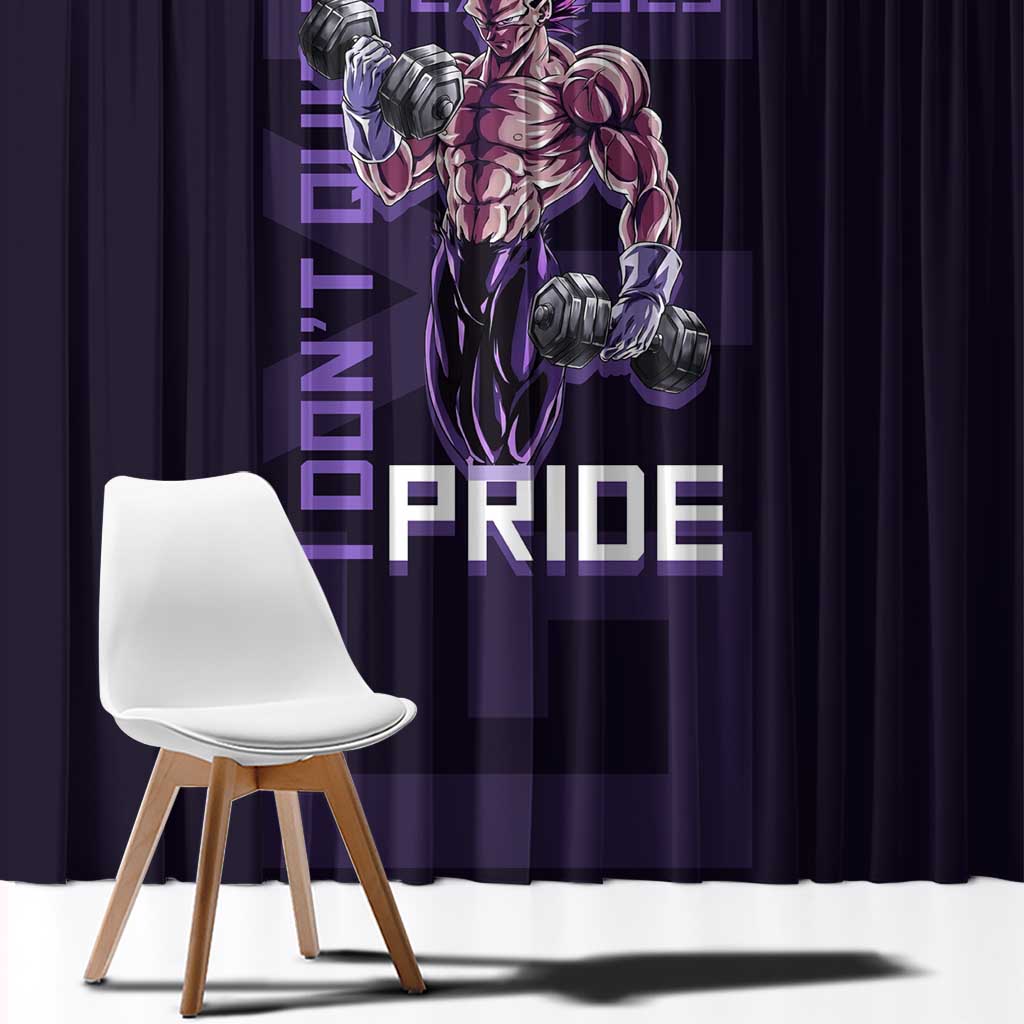 Vegeta Ultra Ego Gym Theme Window Curtain with Dumbbells Power Quote and Pride Design - The Mazicc