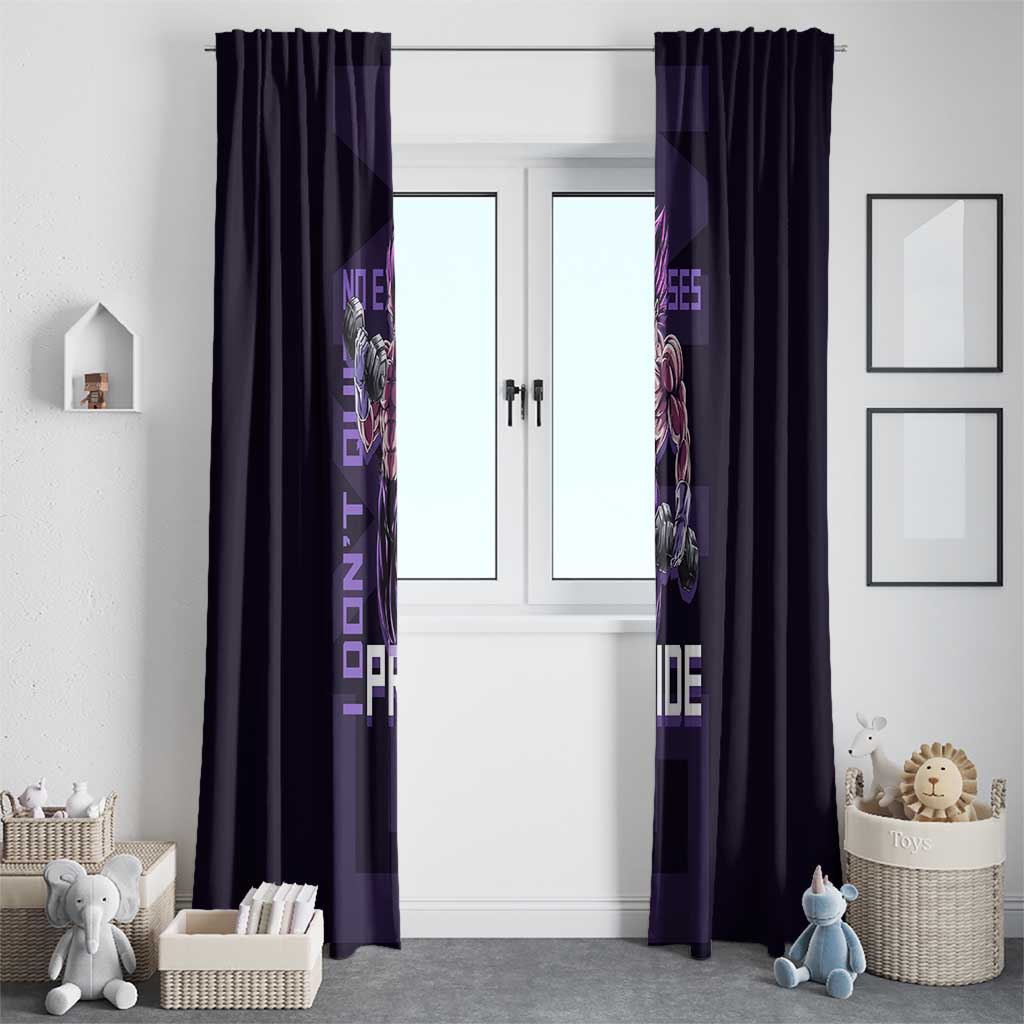Vegeta Ultra Ego Gym Theme Window Curtain with Dumbbells Power Quote and Pride Design - The Mazicc