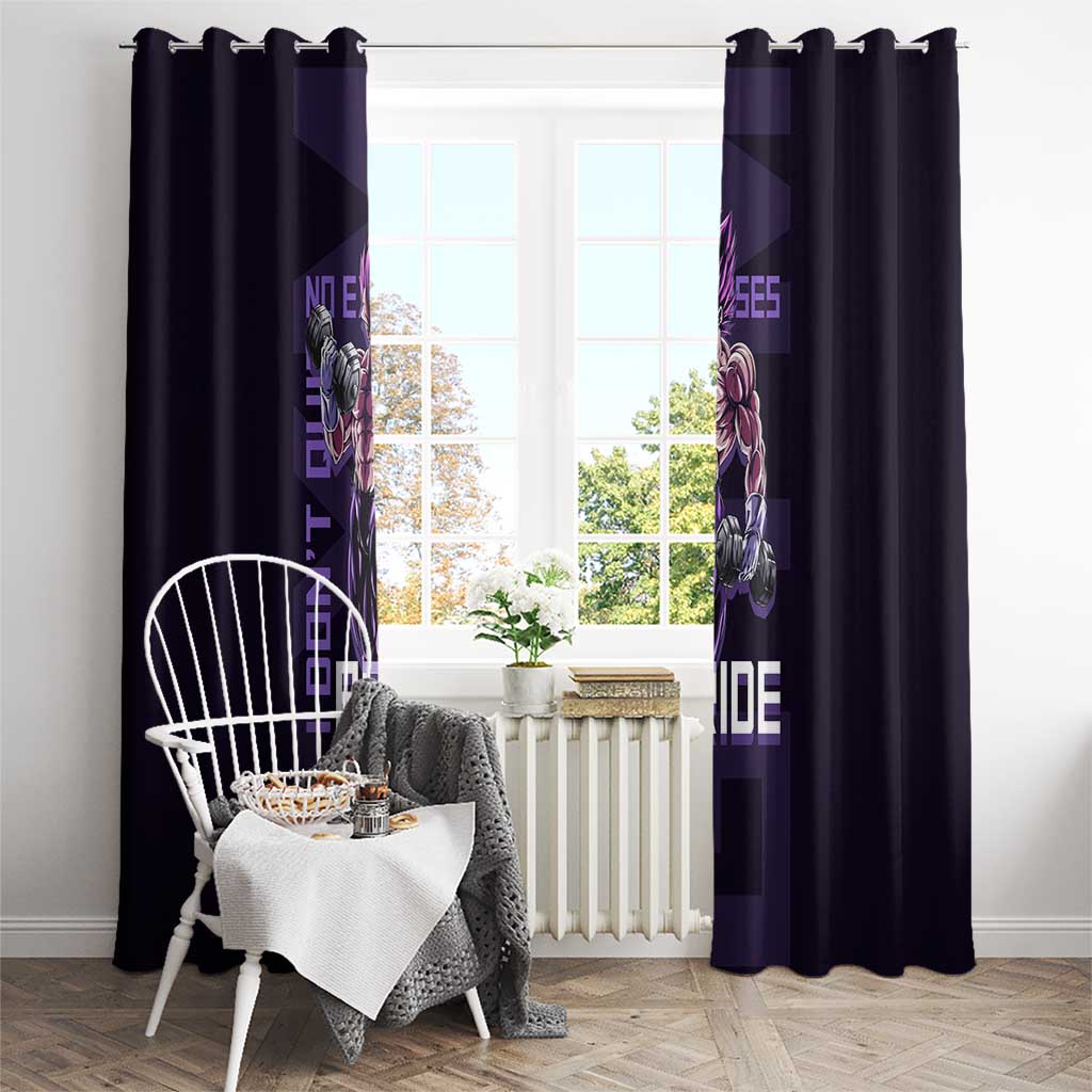 Vegeta Ultra Ego Gym Theme Window Curtain with Dumbbells Power Quote and Pride Design - The Mazicc