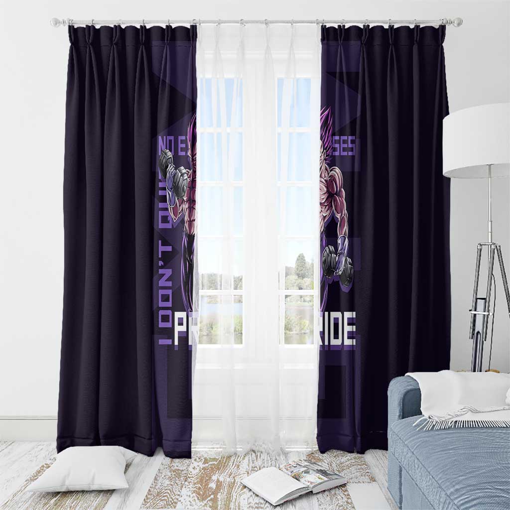 Vegeta Ultra Ego Gym Theme Window Curtain with Dumbbells Power Quote and Pride Design - The Mazicc