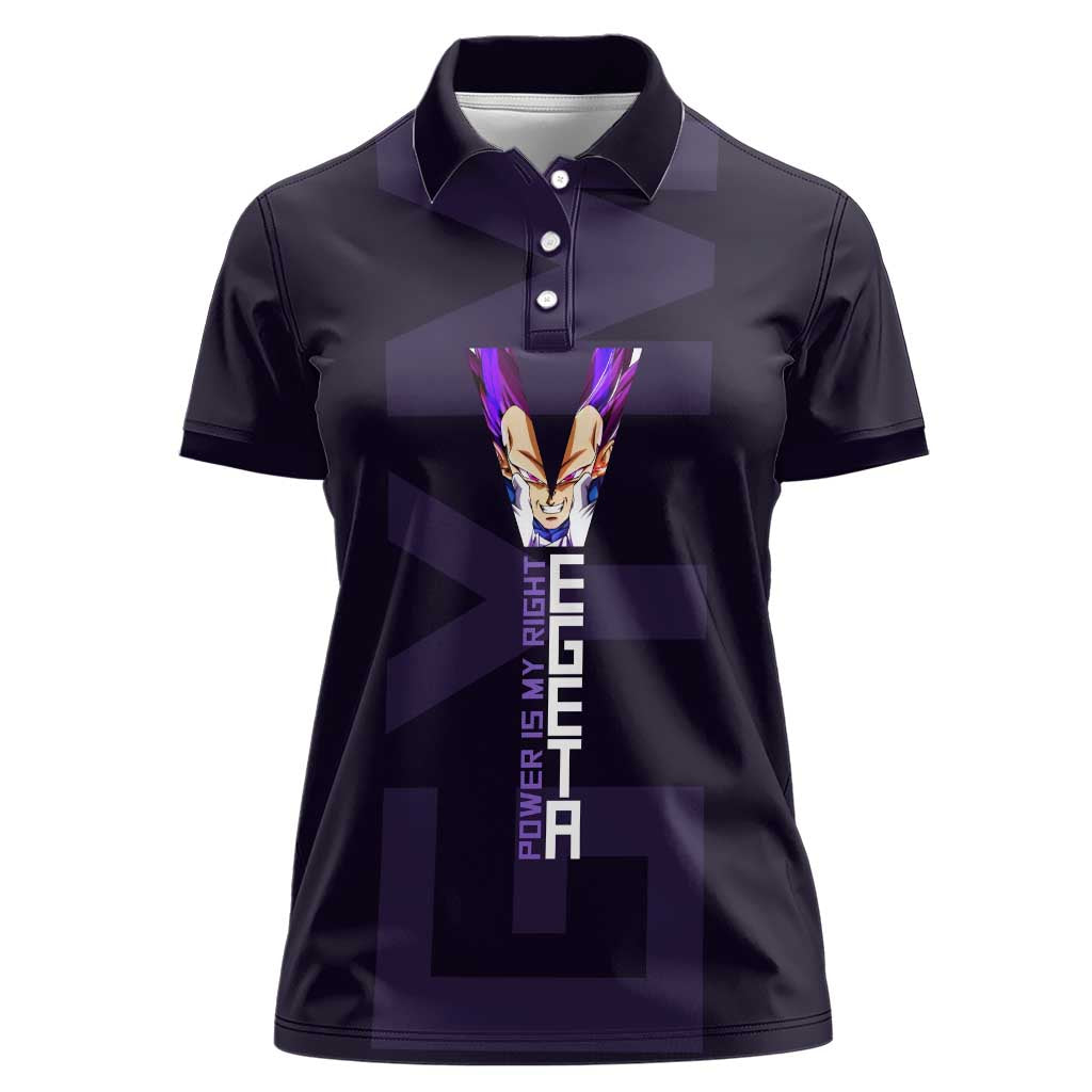 Vegeta Ultra Ego Gym Theme Women Polo Shirt with Dumbbells Power Quote and Pride Design - The Mazicc