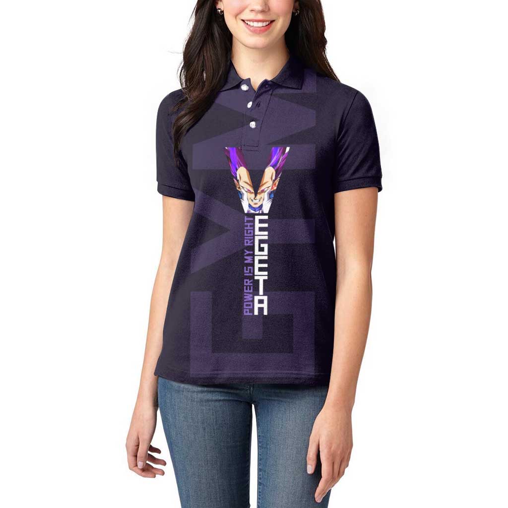 Vegeta Ultra Ego Gym Theme Women Polo Shirt with Dumbbells Power Quote and Pride Design - The Mazicc